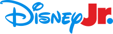 A black Disney logo with a large 3D word "Junior" underneath in red with the letter "i" styled in the form of Mickey Mouse