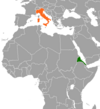 Location map for Eritrea and Italy.