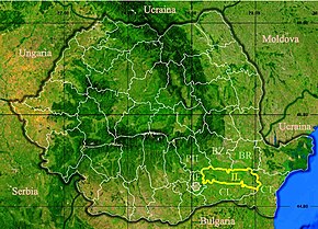 Harta României cu județul Ialomița indicat