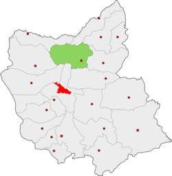 Location of Varzaqan County in East Azerbaijan province, in green