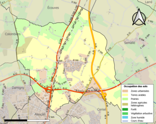 Carte en couleurs présentant l'occupation des sols.