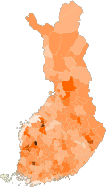 Basisfinnen ﻿0–10 % ﻿10–15 % ﻿15–20 % ﻿20–25 % ﻿25–30 % ﻿30–35 % ﻿35–40 % ﻿40–45 % ﻿45–50 % ﻿50–100 %