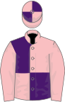 Pink and purple quartered, pink sleeves, quartered cap