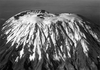 Aerial view of the Kibo summit of Mount Kilimanjaro