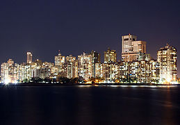 Nighttime skyline of Downtown Mumbai at Nariman Point