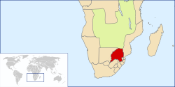 Lokasi Republik Afrika Selatan, sekitar tahun 1890