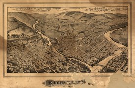 Binghamton, New York 1882 signed J Lyth bottom left and Burleigh bottom right (torn)