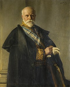 Portrait de Joseph duc d'Ursel et d'Hoboken, président du Sénat belge (1899-1903) avec le grand-croix et cordon Émile Wauters, 1904