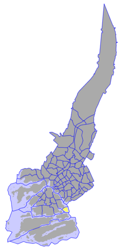 Kaupungin kartta, jossa Papinsaari korostettuna. Turun kaupunginosat