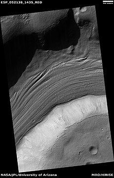 Lineated valley fill, as seen by HiRISE under HiWish program Image located in Hellas quadrangle.