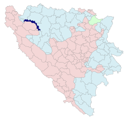 Location of Oštra Luka within Bosnia and Herzegovina