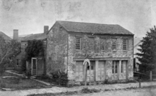 A two-story brick house