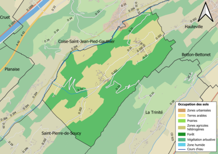 Carte en couleurs présentant l'occupation des sols.