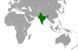 Map indicating locations of India and Senegal