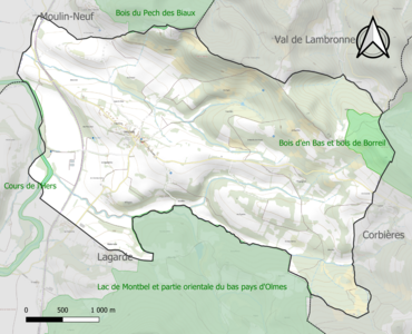 Carte des ZNIEFF de type 1 sur la commune.