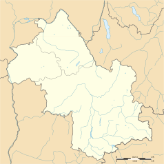 Mapa konturowa Isère, na dole nieco na prawo znajduje się punkt z opisem „Susville”