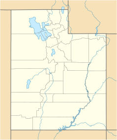 Mapa konturowa Utah, u góry znajduje się punkt z opisem „Morgan”