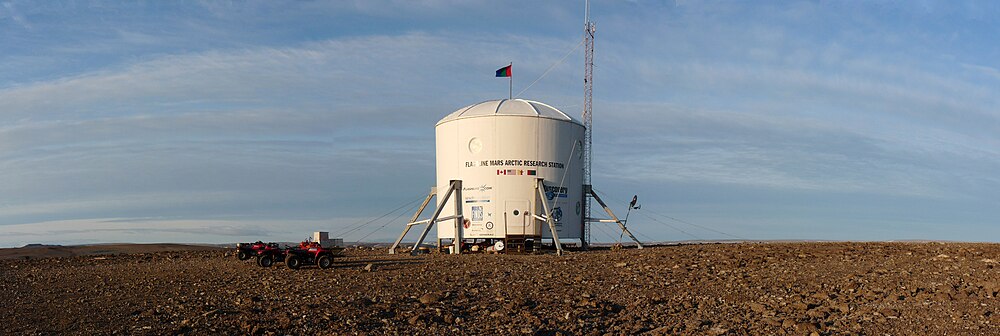 Flashline Mars Arctic Research Station (FMARS). Panorama taken in July 2009.