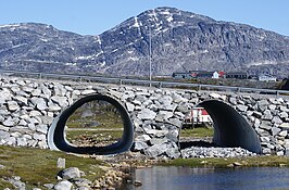 De berg gezien vanuit de wijk Nuussuaq (Nuuk)