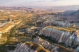 Central Anatolia Region: Cappadocia is well known for its unique rock homes and volcanic terrain.[338]