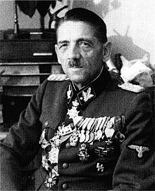 Black and white photograph' of Artur Phleps wearing Waffen-SS dress uniform