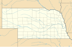 Mapa konturowa Nebraski, po prawej nieco u góry znajduje się punkt z opisem „Tilden”