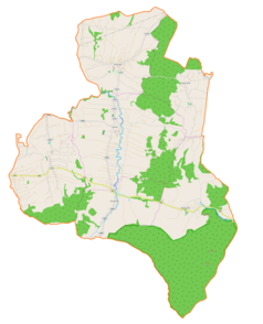 Mapa konturowa gminy Lipinki, po lewej znajduje się punkt z opisem „Kryg”