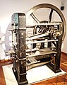 Kniehebelpresse von 1893 für die Münzprägung im Museum "Münze Hall"