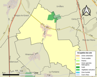 Carte en couleurs présentant l'occupation des sols.