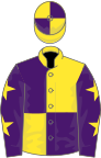 Yellow and purple (quartered), purple sleeves, yellow stars