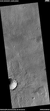 Crater with gullies, as seen by HiRISE under HiWish program