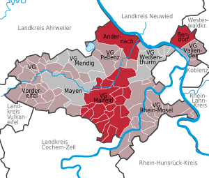 Kommunalförbund och självständiga stadskommuner i Landkreis Mayen-Koblenz.