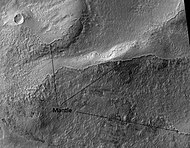 Ptolemaeus Crater Rim, as seen by HiRISE. Click on image to see excellent view of mantle deposit.