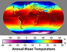 Mapa de la temperatura mitjana durant 30 anys. Climatologia