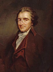 O británico Thomas Paine tivo unha traxectoria vital ligada ás revolucións americana e francesa. Expulsado de Inglaterra, tamén tivo problemas co réxime terrorista de Robespierre, e acabou a súa vida en chan norteamericano. Foi autor de tres importantes libros: o liberal Common Sense ("O Sentido Común") onde defende a independencia dos Estados Unidos, o polemista The Rights of Man ("Os Dereitos do Home") respondendo o ataque aos excesos revolucionarios de Francia de Edmund Burke (quen, pola contra, defendera a americana, aínda que con argumentos máis conservadores que os radicais de Paine); e o anticlerical e volteriano The Age of Reason (A idade da razón).