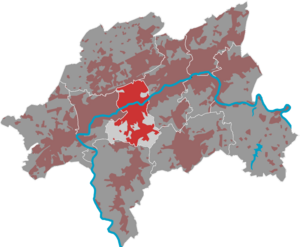 Lage des Bezirks Elberfeld in Wuppertal