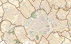 Mapa konturowa Lille, blisko centrum na prawo u góry znajduje się punkt z opisem „Lille-Europe”