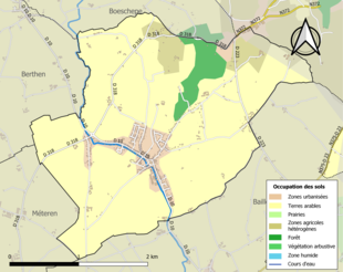 Carte en couleurs présentant l'occupation des sols.