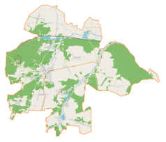 Mapa konturowa gminy Kroczyce, po lewej znajduje się punkt z opisem „Góra Zborów”