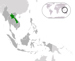 مكان  لاوس  (green) in ASEAN  (dark grey)  —  [Legend]