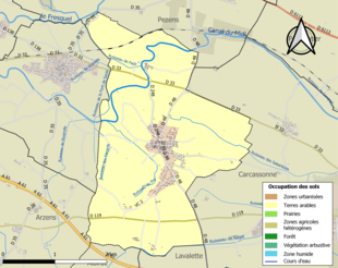 Carte en couleurs présentant l'occupation des sols.