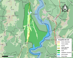 Carte en couleurs présentant l'occupation des sols.