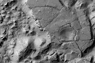 Gorgonum Chaos as seen by Mars Reconnaissance Orbiter HiRISE. Image about 4 km wide.