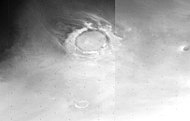 Mosaic of Viking Oribiter 1 images, with Lomonosov at top and looking south.