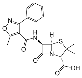 Structuurformule van oxacilline