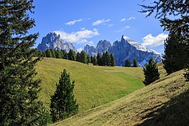 Sassolungo depuis Santa Cristina Valgardena.