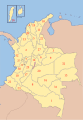 Map of Colombia with numbered departments