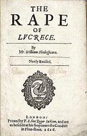 Titulní list epické básně Znásilnění Lukreciino s Mr. před Shakespearovým jménem.