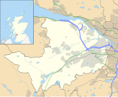 Mapa konturowa Renfrewshire, po prawej znajduje się punkt z opisem „GLA”