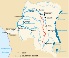 De Lomami (rood) en zijn ligging in de Democratische Republiek Congo.